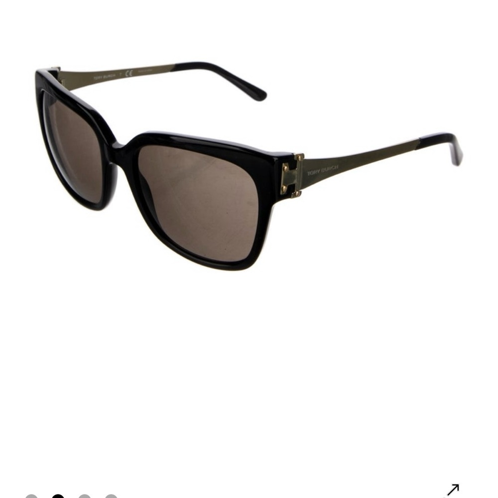 Tory Burch Black Square Sunglasses with Slim Arms